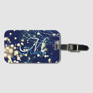 Mystical Stars Monogram Sparkle Personalised Luggage Tag