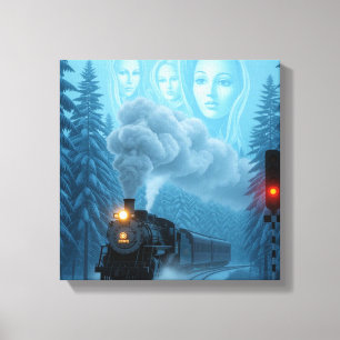 Mystical Steam Train with Guardian Canvas Print