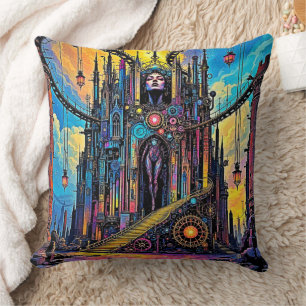 Mystical Steampunk Cathedral Cushion