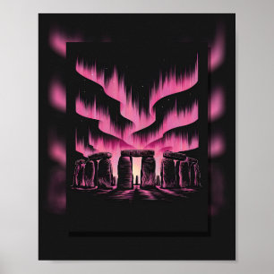 Mystical Stonehenge Under the Aurora Poster