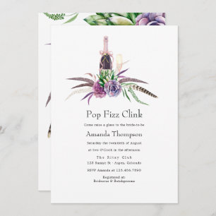 Mystical Succulent Pop Fizz Clink Bridal Shower Invitation