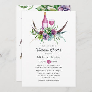 Mystical Succulent Wine Virtual Bridal Shower Invitation