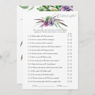 Mystical Succulents Bridal Shower Game Invitation