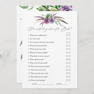 Mystical Succulents Bridal Shower Game Invitation