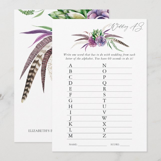 Mystical Succulents Bridal Shower Game Invitation (Front/Back)