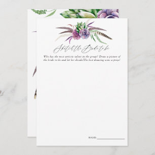 Mystical Succulents Bridal Shower Sketch Game Invitation
