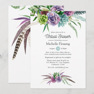 Mystical Succulents Virtual Baby or Bridal Shower Invitation