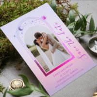 Mystical Sunset Pink Celestial Wedding Photo