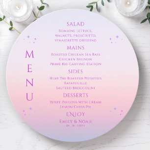Mystical Sunset Pink Sun Moon Stars Space Wedding Menu