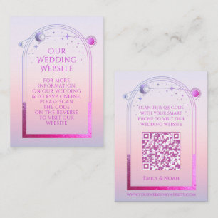 Mystical Sunset Pink Wedding Website RSVP QR Code Enclosure Card