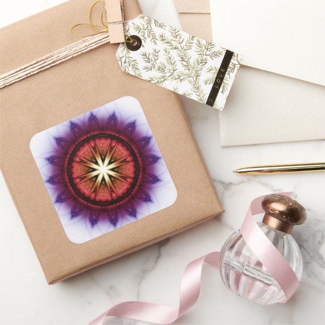 Mystical symbolic fractal pattern square sticker (Gifting)