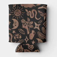 Mystical symbols: snake, sun, moon.