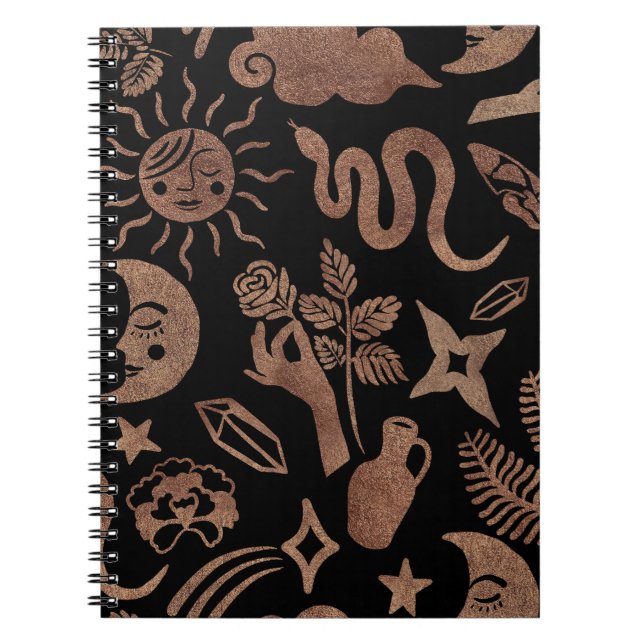 Mystical symbols: snake, sun, moon. notebook (Front)