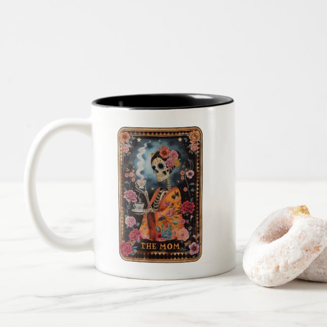 Mystical Tarot Card The Mum Fun Two-Tone Coffee Mug (With Donut)