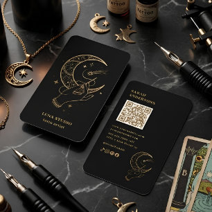 Mystical Tattoo Artist Black & Gold Business Card