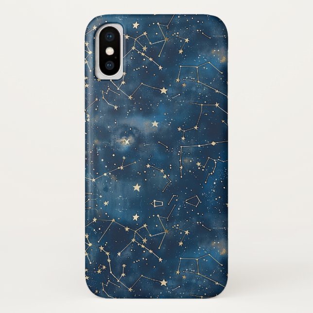 Mystical Teal Gold Cosmic Stars Nebula Case-Mate iPhone Case (Back)