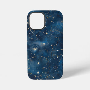 Mystical Teal Gold Cosmic Stars Nebula iPhone 12 Mini Case