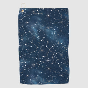 Mystical Teal White Cosmic Stars Nebula Golf Towel