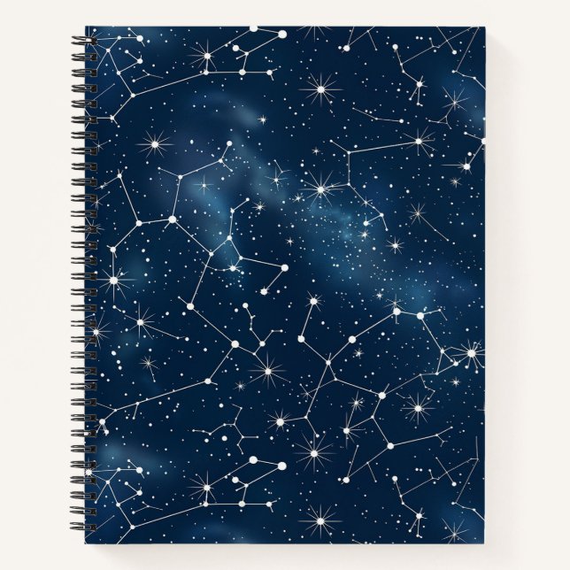 Mystical Teal White Cosmic Stars Nebula Notebook (Front)