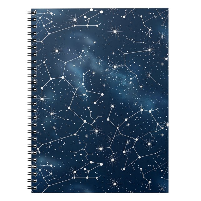 Mystical Teal White Cosmic Stars Nebula Notebook (Front)