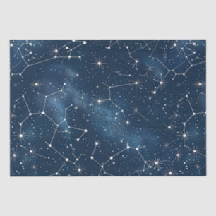 Mystical Teal White Cosmic Stars Nebula Tissue Paper