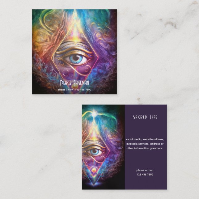 Mystical Third Eye, Spiritual Square Business Card (Front/Back)