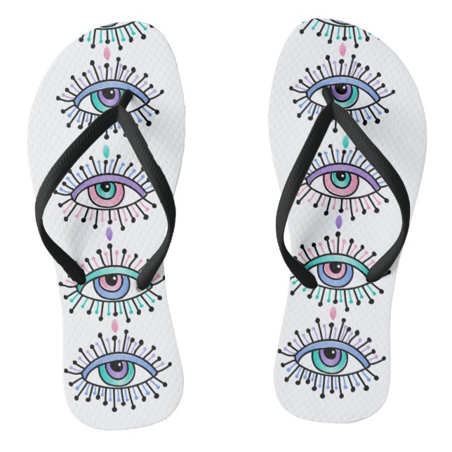 Mystical Third Eyes Spiritual Yoga Flip Flops (Footbed)