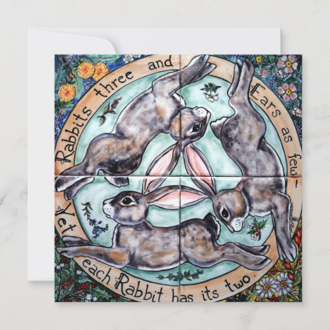 Mystical Three Rabbits Hares Ears 4 Seasons Blank (Front)