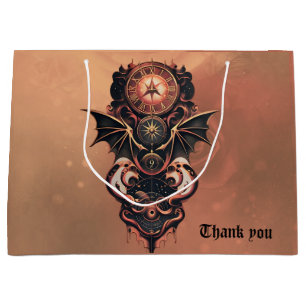Mystical time travel with wings, steampunk watch.  large gift bag