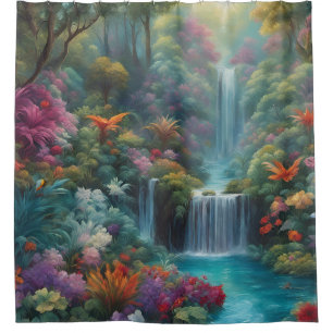 “Mystical Tropical Waterfall” Shower Curtain