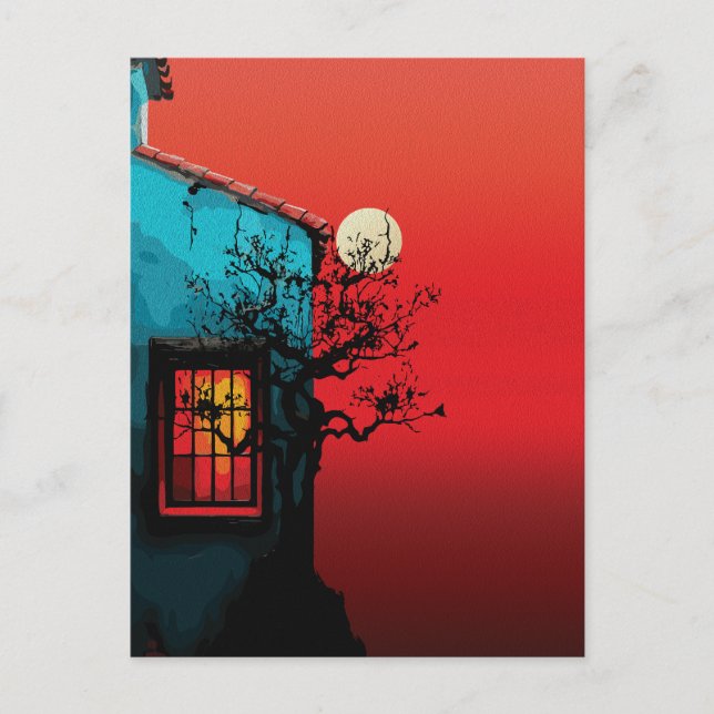 Mystical Twilight Window Scene Postcard (Front)