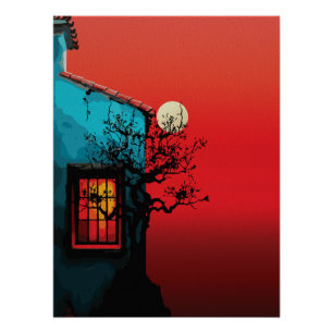 Mystical Twilight Window Scene Poster