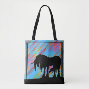 Mystical Unicorn (colourful leaves) Tote Bag