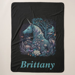 Mystical Unicorn - Personalised Fantasy Forest Sherpa Blanket