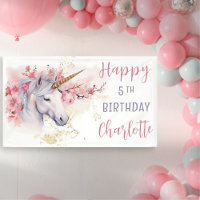 Mystical Unicorn | Pink Floral Girl 5th Birthday