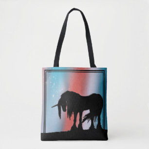 Mystical Unicorn (red and blue) Tote Bag
