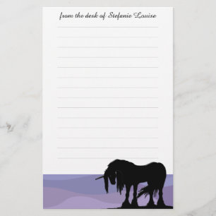 Mystical Unicorn w/lines (purple waves) Stationery