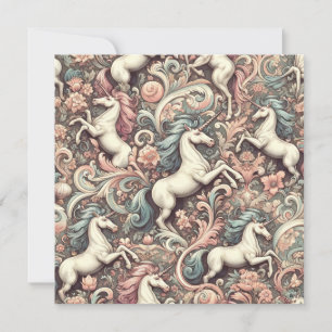 Mystical Victorian Unicorns: Enchanted Floral Invitation