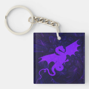 Mystical Violet Dragon Charm Key Ring