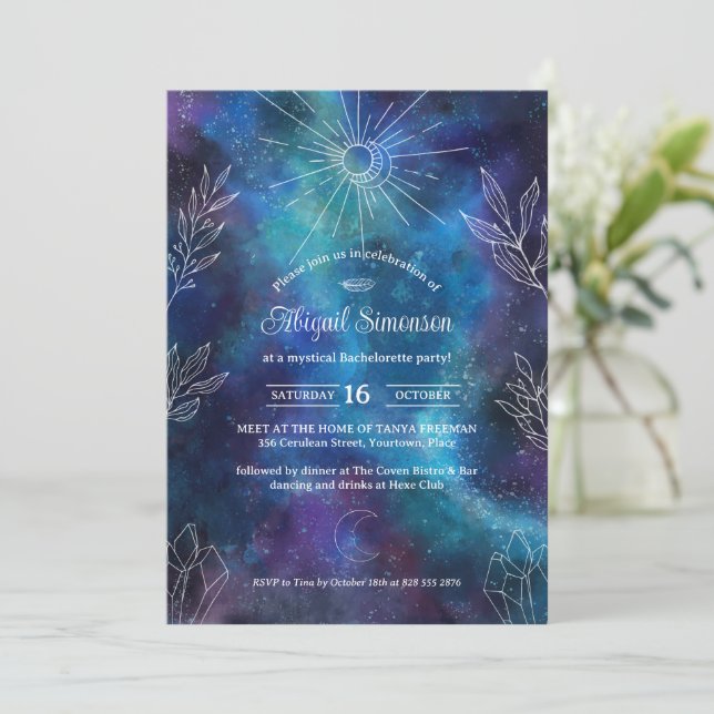 Mystical Watercolor Bachelorette Party Invitation (Standing Front)