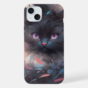 Mystical Watercolor Black Cat Cute Cat iPhone 15 Plus Case