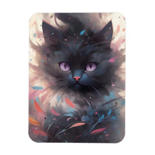 Mystical Watercolor Black Cat Cute Cat Magnet