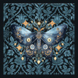 Mystical Watercolor Blue and Gold Night Moth Photo Print<br><div class="desc">A delicate night moth,  painted in shades of blue and gold,  mysterious and mystical.</div>