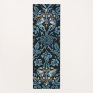 Mystical Watercolor Blue and Gold Night Moth Yoga Mat
