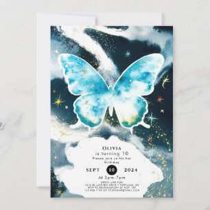 Mystical Watercolor Butterfly Birthday Invitation
