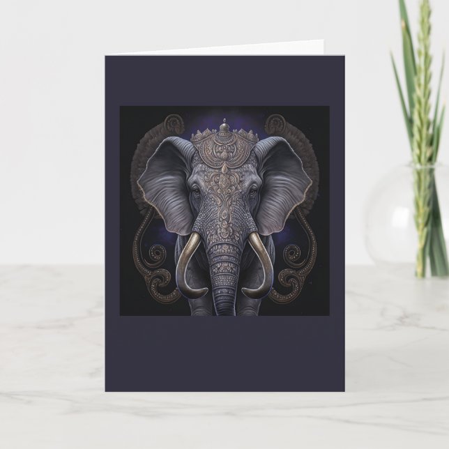 Mystical Watercolor Elephant Note Card (Front)
