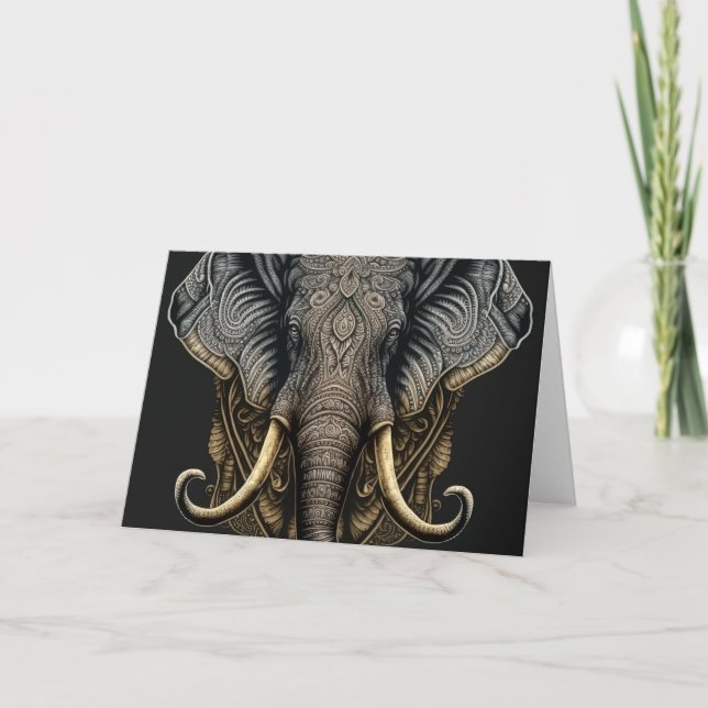 Mystical Watercolor Elephant Thank You Card (Front)