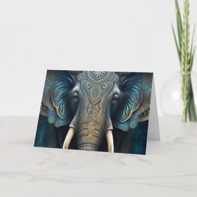 Mystical Watercolor Elephant Thank You Card (Front)