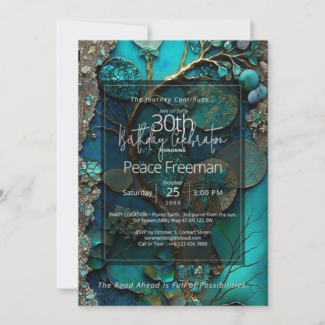 Mystical Waterfall | Botanical Gemstone Abstract Invitation (Front)