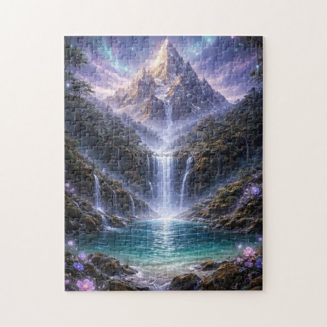 Mystical Waterfalls and Glowing Mountain Jigsaw Puzzle (Vertical)